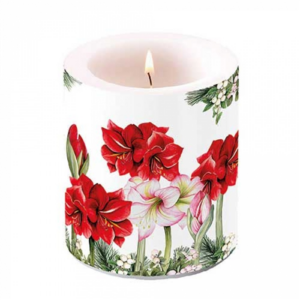 Átvilágítós gyertya Blooming amaryllis white  10x10xcm