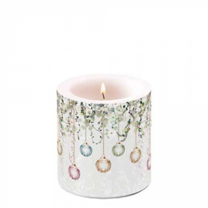 Átvilágítós gyertya Floral Christmas grey