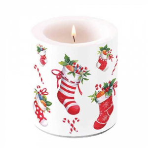 Átvilágítós gyertya X-mas stockings white