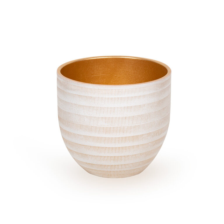 Le Havre kerámia kaspó fehér-arany 16x14cm