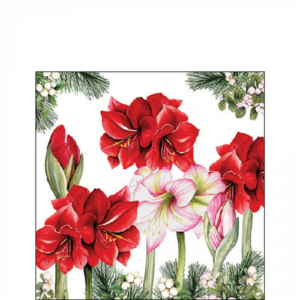 Papírszalvéta Blooming amaryllis white  25x25cm