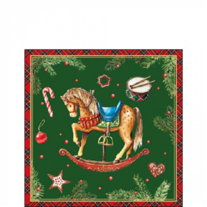 Papírszalvéta Classic rocking horse green