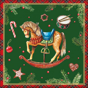 Papírszalvéta Classic rocking horse green