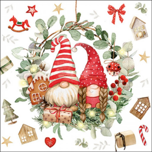 Papírszalvéta Gnomes in wreath