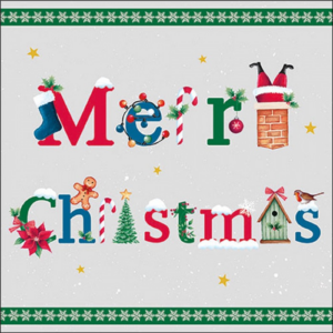 Papírszalvéta Merry message green
