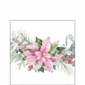 Papírszalvéta Pink poinsettia  25x25cm