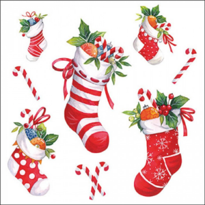 Papírszalvéta X-mas stockings white
