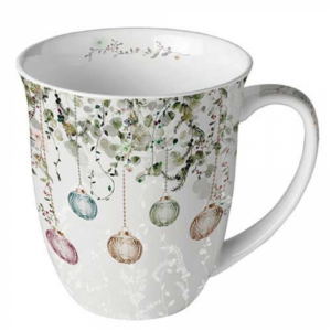 Porcelánbögre Floral Christmas grey