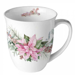 Porcelánbögre Pink poinsettia