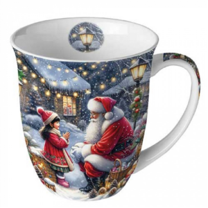 Porcelánbögre Talking to Santa