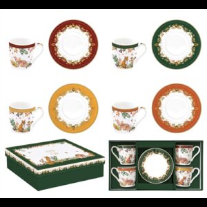 R2S.1475FODR Porcelán eszpresszócsésze+alj 4 személyes