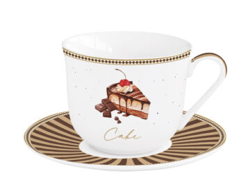 Porcelán reggelizőcsésze+alj 370ml, dobozban, Sweet Moments