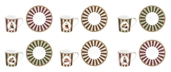 Porcelán eszpresszócsésze+alj 6 személyes, 100ml, dobozban, Coffee Mania, Sweet Moments