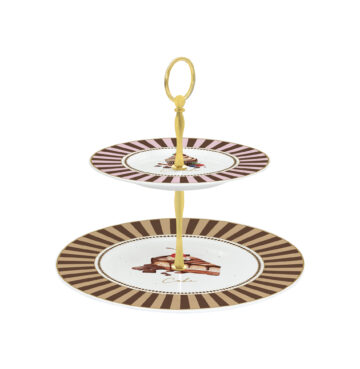 Porcelán süteményes állvány 2 emeletes, 14,5/18cm, dobozban, Sweet Moments