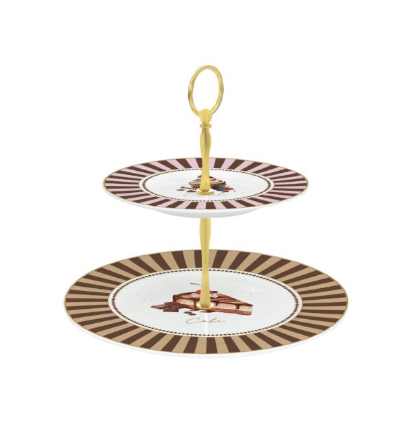 Porcelán süteményes állvány 2 emeletes, 14,5/18cm, dobozban, Sweet Moments