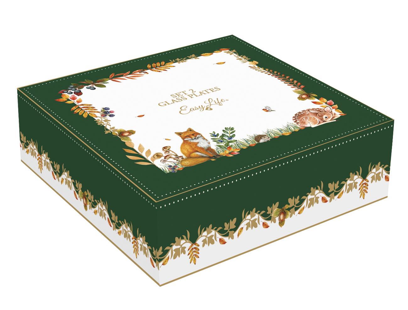 Juharfalevél üvegtányér 2db-os szett, 17x14cm, dobozban, Forest Dream