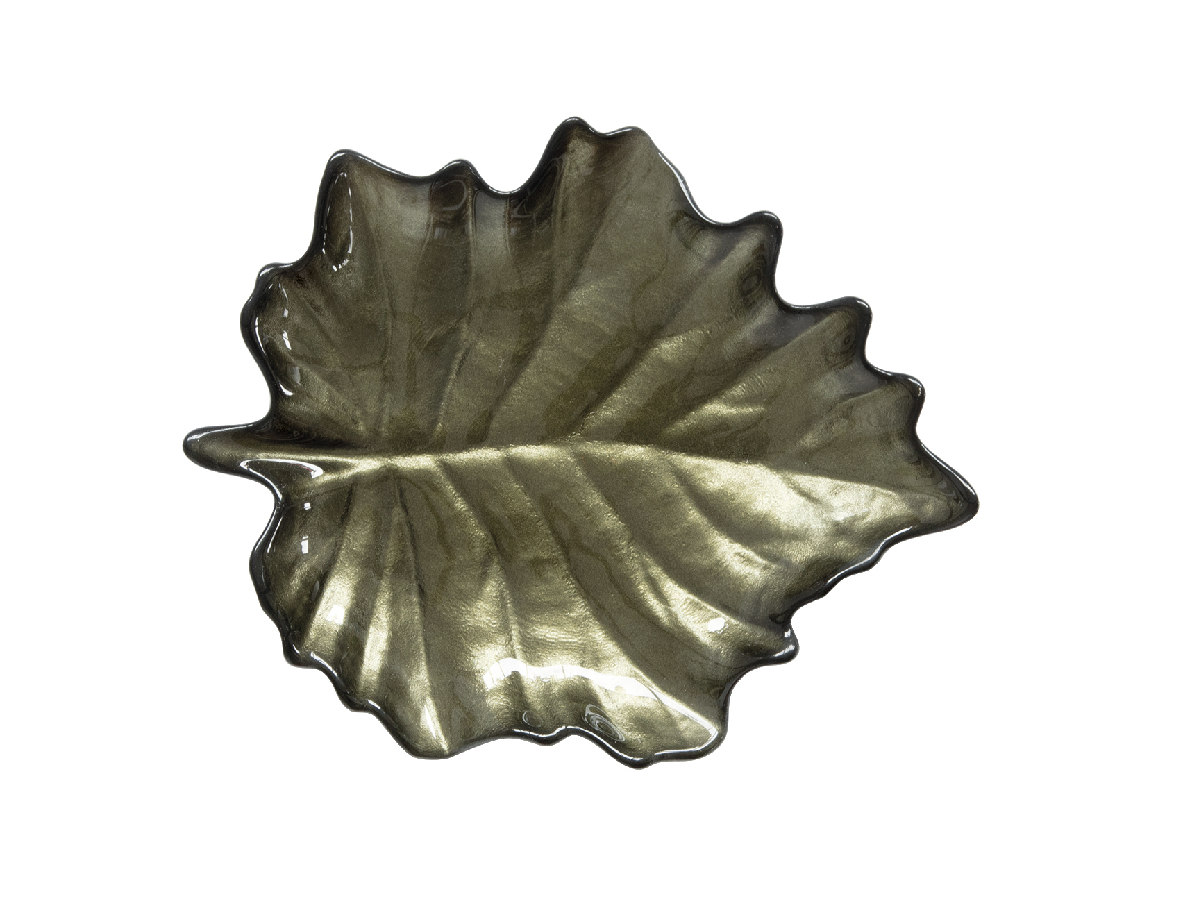 Juharfalevél üvegtányér 21x18cm, dobozban, Forest Dream