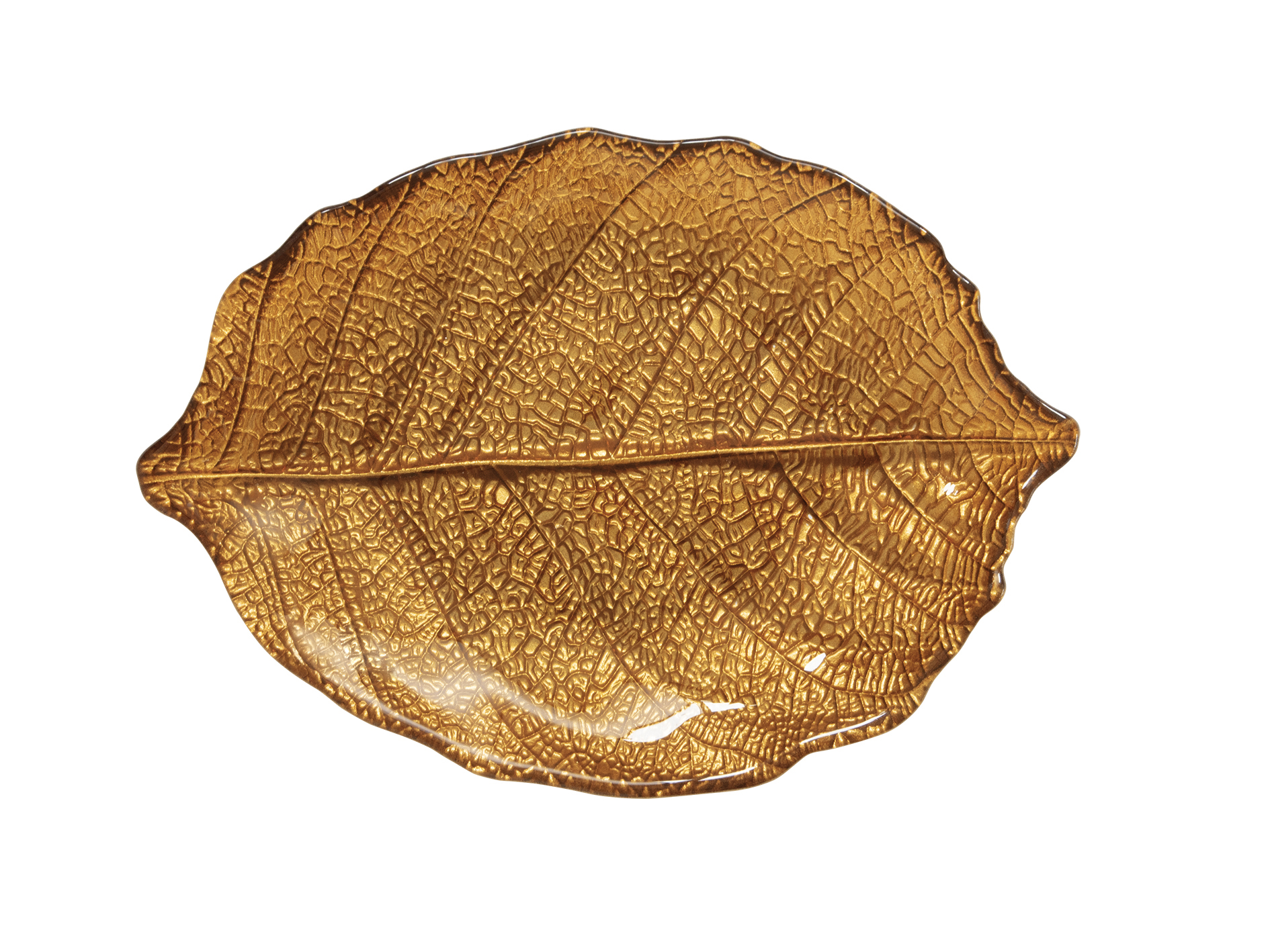 Nyírfalevél üvegtányér 26x18cm, dobozban, Forest Dream