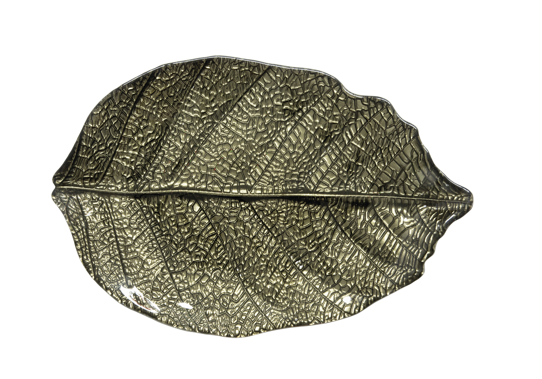 Nyírfalevél üvegtányér 32x21cm, dobozban, Forest Dream