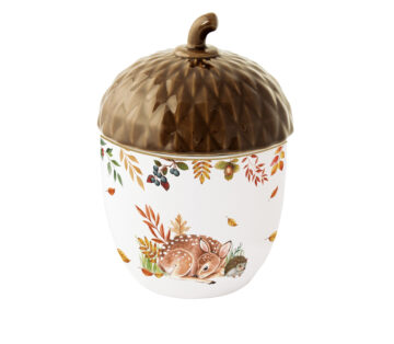 Porcelán konyhai tároló fedővel, 11x16cm, dobozban, Forest Dream