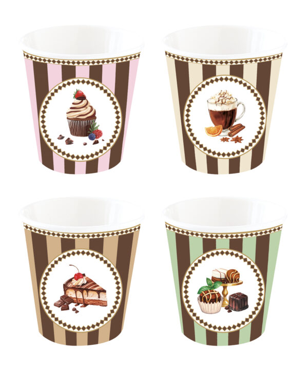 Porcelán eszpresszópohár 4 személyes, 100ml, dobozban, Sweet Moments