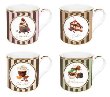 Porcelánbögre 4db-os 300ml, dobozban, Sweet Moments