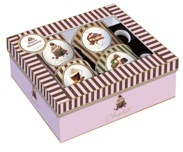 Porcelánbögre 4db-os 300ml, dobozban, Sweet Moments