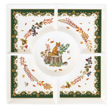 Porcelán kínálótálca 25x25cm, dobozban, Forest Dream