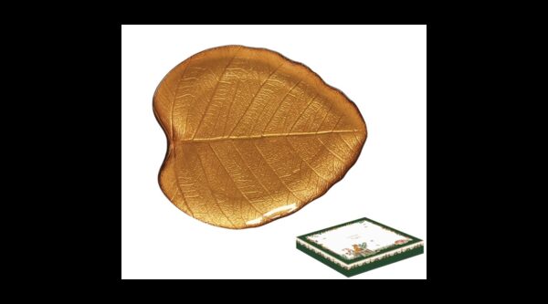 R2S.1538FODO Hársfalevél üvegtányér 28x23cm