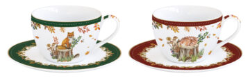 Porcelán teáscsésze+alj 240ml, 2 személyes, dobozban, Forest Dream