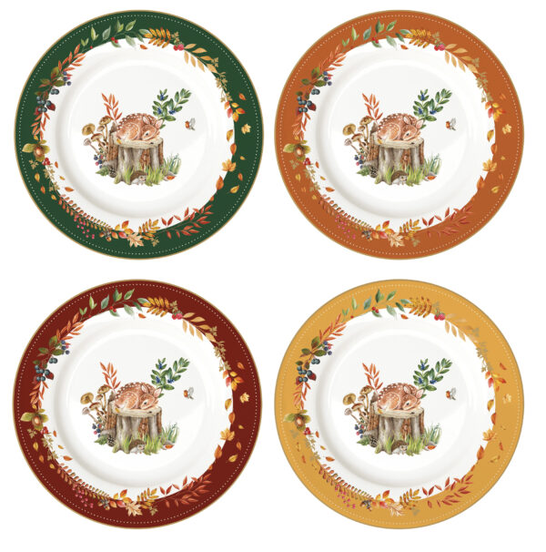 Porcelán desszerttányérszett 4db-os,19cm dobozban, Forest Dream