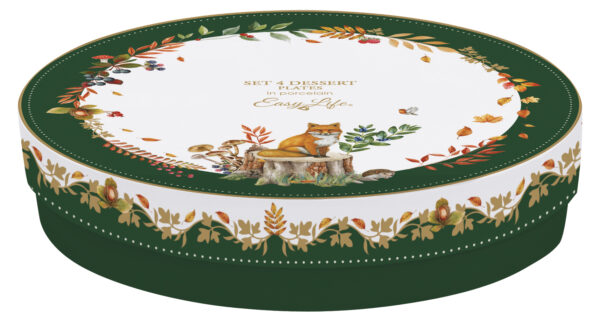 Porcelán desszerttányérszett 4db-os,19cm dobozban, Forest Dream