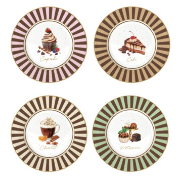 Porcelán desszerttányérszett 4db-os, 19cm, dobozban, Sweet Moments