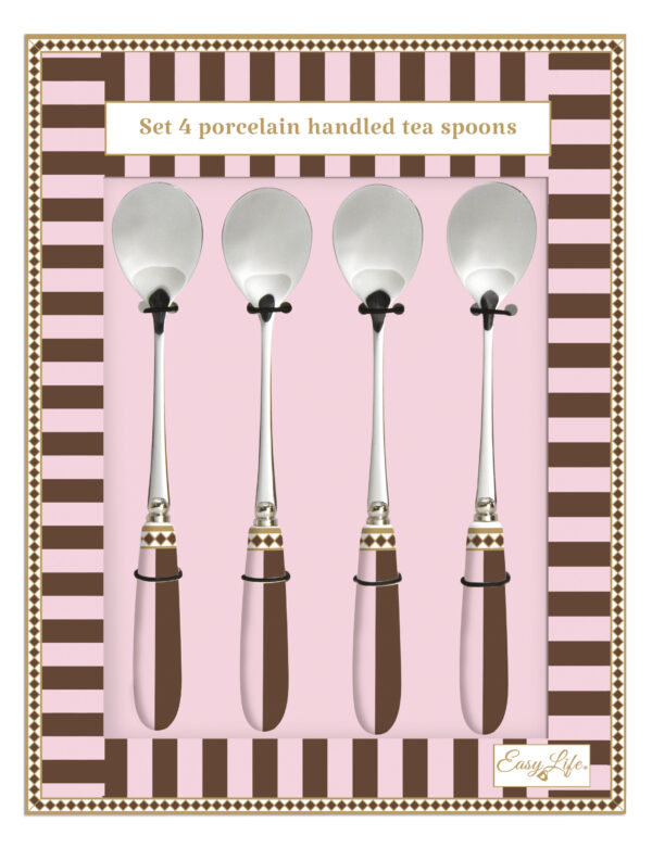 Rozsdamentes teáskanál szett 4 db-os, porcelánnyéllel, Sweet Moments