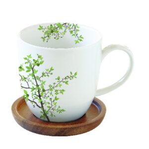 R2S.1080NTRA Porcelánbögre akácfa alátéttel