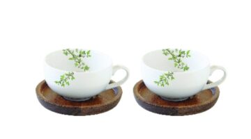 R2S.1081NTRA Porcelán kávéscsésze akácfa aljjal