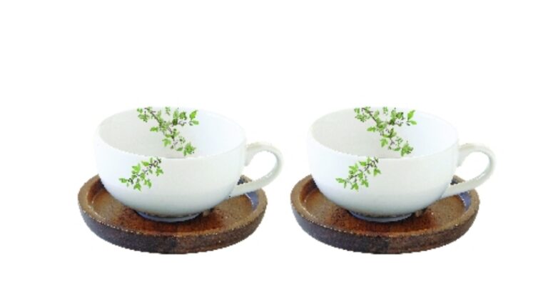 R2S.1081NTRA Porcelán kávéscsésze akácfa aljjal