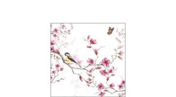 AMB.12511215 Bird & Blossom white papírszalvéta 25x25cm