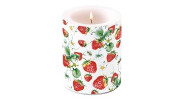 AMB.19111645 Strawberries All Over white átvilágítós gyertya 12x10cm