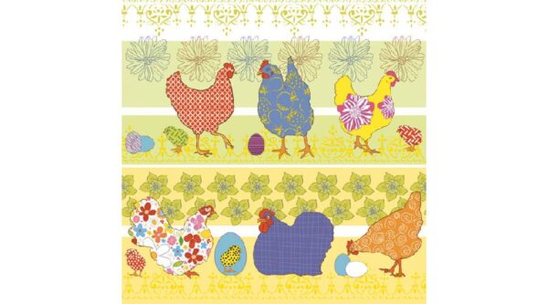 AMB.13306676 Modern Chickens yellow papírszalvéta 33x33cm