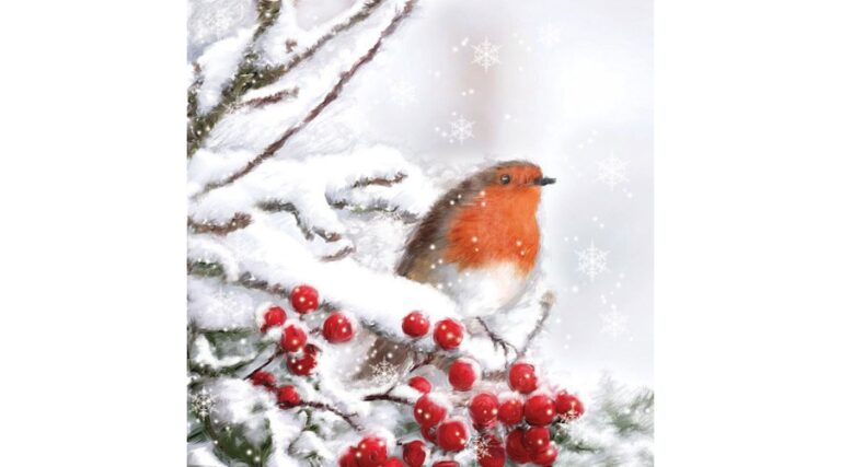 AMB.33305105 Robin in Snow papírszalvéta 33x33cm