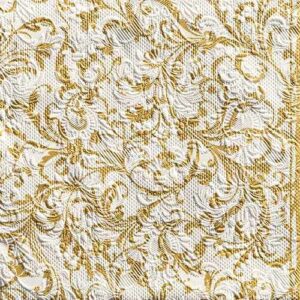 AMB.13307388 Elegance Damask White/Gold dombornyomott papírszalvéta 33x33cm