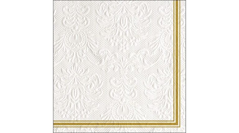 AMB.13314840 Elegance Lea White/Gold dombornyomott papírszalvéta 33x33cm