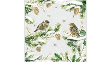 AMB.33314740 Sparrows in Snow papírszalvéta 33x33cm
