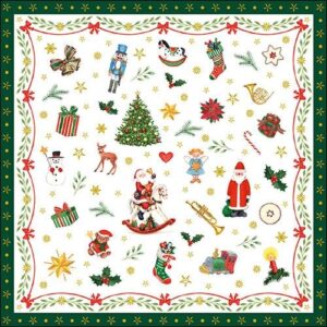 AMB.33314766 Ornaments All Over green papírszalvéta 33x33cm