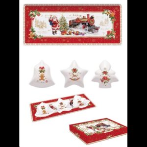 R2S.1006CHME Porcelántálcán 3 karácsonyi porcelántálka 36x16cm