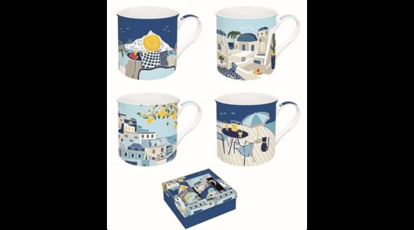 R2S.179SEAD Porcelán bögreszett 4 db-os 300ml