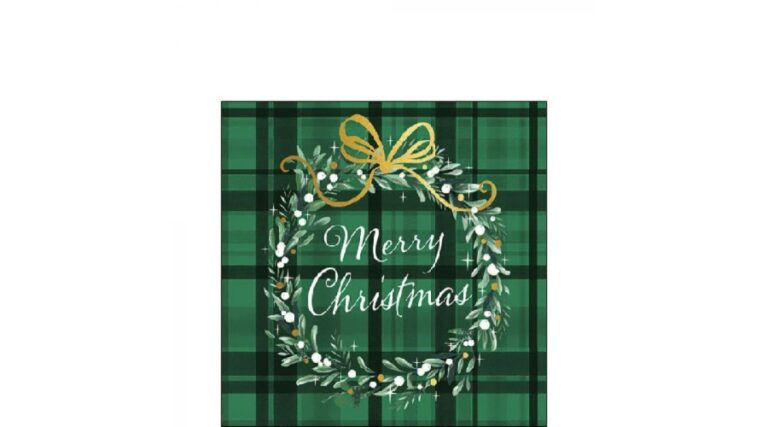 AMB.32515566 Christmas Plaid Green papírszalvéta 25x25cm