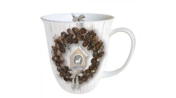 AMB.38415650 Pine Cone Wreath porcelánbögre 0