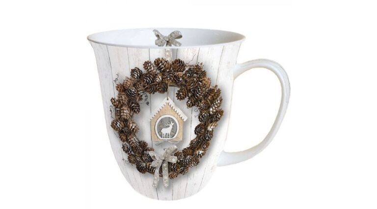 AMB.38415650 Pine Cone Wreath porcelánbögre 0